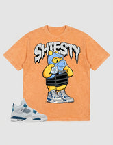 Military Blue 4s Zadago Washed T-shirt Shiesty Pooh Graphic