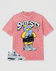 Military Blue 4s Zadago Washed T-shirt Shiesty Pooh Graphic