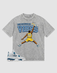 Military Blue 4s Zadago Washed T-shirt Sneakerhead Vibes Graphic