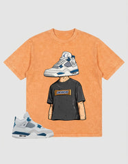 Military Blue 4s Zadago Washed T-shirt Sneakerhead Graphic