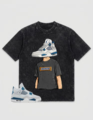 Military Blue 4s Zadago Washed T-shirt Sneakerhead Graphic