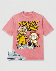 Military Blue 4s Zadago Washed T-shirt Trust None Graphic