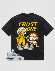 Military Blue 4s Zadago Washed T-shirt Trust None Graphic