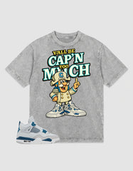 Military Blue 4s Zadago Washed T-shirt Y'all Be Cap'n Too Much Graphic