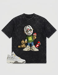 Grey Photon Dust 4s Zadago Washed T-shirt Little Jason Graphic