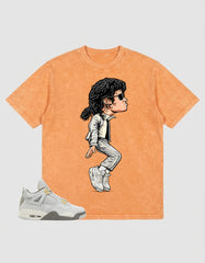 Grey Photon Dust 4s Zadago Washed T-shirt M.Jackson Tiptoe Graphic