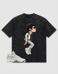 Grey Photon Dust 4s Zadago Washed T-shirt M.Jackson Tiptoe Graphic