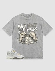 Grey Photon Dust 4s Zadago Washed T-shirt Make Money Not Friend Graphic