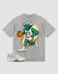 Grey Photon Dust 4s Zadago Washed T-shirt Raging Bull Graphic