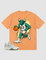 Grey Photon Dust 4s Zadago Washed T-shirt Raging Bull Graphic