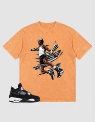 White Thunder 4s Zadago Washed T-shirt Air Ball Graphic