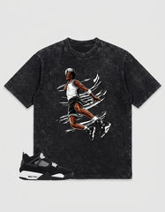 White Thunder 4s Zadago Washed T-shirt Air Ball Graphic