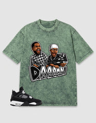 White Thunder 4s Zadago Washed T-shirt Daaamn Sneaker Graphic