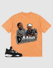 White Thunder 4s Zadago Washed T-shirt Daaamn Sneaker Graphic