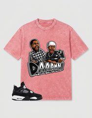 White Thunder 4s Zadago Washed T-shirt Daaamn Sneaker Graphic