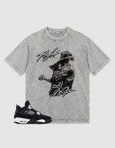 White Thunder 4s Zadago Washed T-shirt Flight Legend MJ Graphic