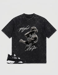 White Thunder 4s Zadago Washed T-shirt Flight Legend MJ Graphic