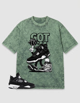 White Thunder 4s Zadago Washed T-shirt Got 'Em Bread Graphic