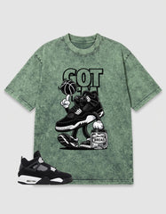 White Thunder 4s Zadago Washed T-shirt Got 'Em Bread Graphic