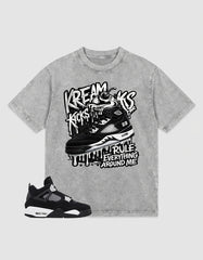 White Thunder 4s Zadago Washed T-shirt Kream Kicks Graphic