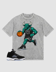 Cool Grey Oreo 5s Zadago Shirt Washed T-shirt Raging Bull Graphic