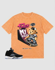 Cool Grey Oreo 5s Zadago Washed T-shirt Skate Boy Graphic