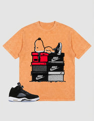Cool Grey Oreo 5s Zadago Washed T-shirt Snoopy Chillin' Graphic