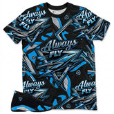 Always Fly All Over Print Shirt Match Air Jordan 14 Black University Blue