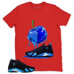 Apple Dripping Shirt- Match Air Jordan 14 Black University Blue 2026