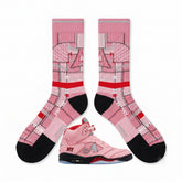 Arctic Pink Sneaker Match Socks ā Awake NY x Air Jordan 5 Retro Arctic Pink Inspired Mid-Calf Crew Socks