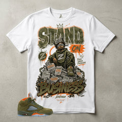 Army Olive 5s Zadago Shirt Stand On Business Graphic