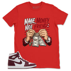 Artisanal Red 1s Zadago Shirt Make Money Not Friends Graphic