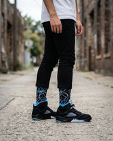 Black Carolina Sneaker Match Socks ā Air Jordan 5 Inspired Mid-Calf Crew Socks