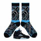 Black Carolina Sneaker Match Socks ā Air Jordan 5 Inspired Mid-Calf Crew Socks