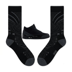 Black Cat 2025 Sneaker Match Socks – Air Jordan 3 Retro Black Cat Inspired Mid-Calf Crew Socks Unisex