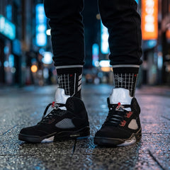 Black Metallic Socks – Retro 5 Inspired Mid-Calf Unisex Crew Socks