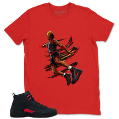 Black Varsity Red Bloodline 12s Zadago Shirt Air Ball Graphic