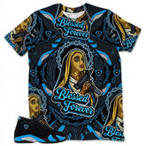 Blessed Forever All Over Print Shirt Match Air Jordan 14 Black University Blue
