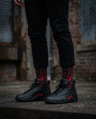 Bloodline Socks – Air Jordan 12 Inspired Mid-Calf Unisex Crew Socks
