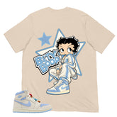 Blue Pale Ivory Pyschic Blue Wmns 1s Shirt Betty Boop Star Graphic