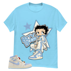 Blue Pale Ivory Pyschic Blue Wmns 1s Shirt Betty Boop Star Graphic