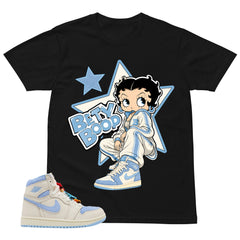 Blue Pale Ivory Pyschic Blue Wmns 1s Shirt Betty Boop Star Graphic