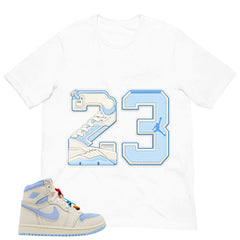 Blue Pale Ivory Pyschic Blue Wmns 1s Shirt Number 23 MJ Graphic