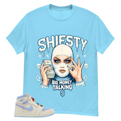 Blue Pale Ivory Pyschic Blue Wmns 1s Shirt Shiesty Big Money Talking Graphic