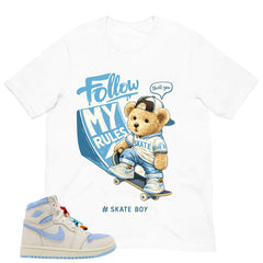 Blue Pale Ivory Pyschic Blue Wmns 1s Shirt Skate Boy Graphic