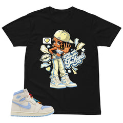Blue Pale Ivory Pyschic Blue Wmns 1s Shirt Talk To The Hand Graphic