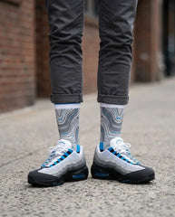 Blue Spark Sneaker Match Socks – Air Max 95 OG Inspired Mid-Calf Crew Socks