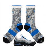 Blue Spark Sneaker Match Socks ā Air Max 95 OG Inspired Mid-Calf Crew Socks