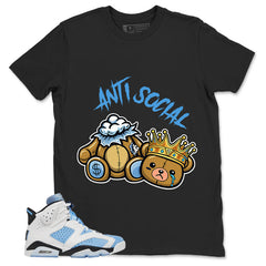 Blue UNC Home 6s Zadago Shirt Anti Social Graphic