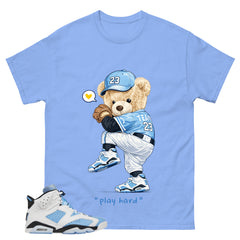 Blue UNC Home 6s Zadago Shirt Baseball Play Hard Bear Graphic